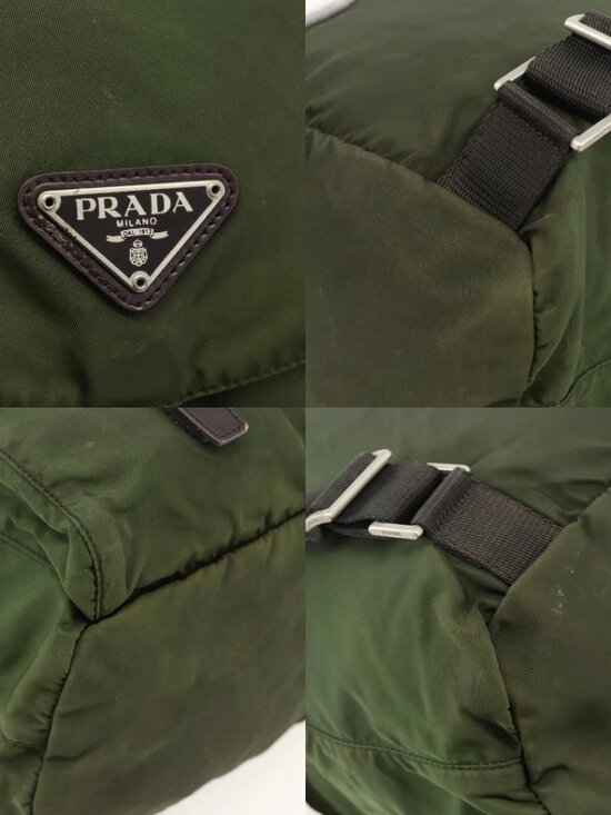 PRADA Backpack Nylon Green Silver Auth bs34371 main image 5